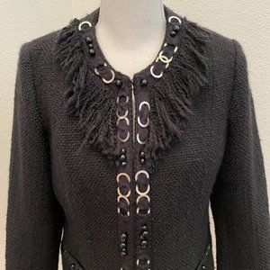 Chicos Embellished Black Knit Coatigan